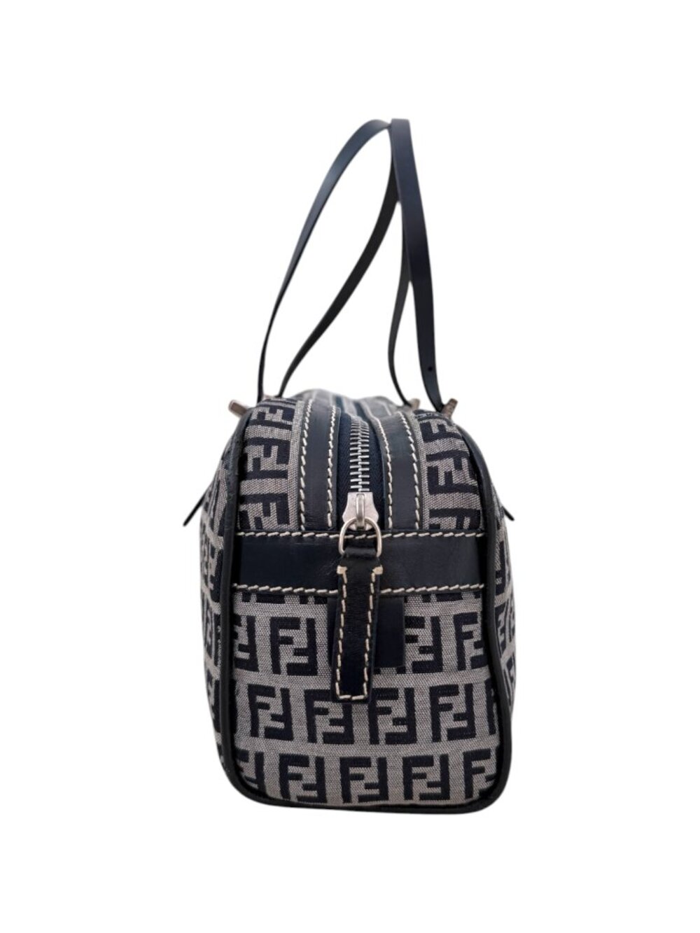 Fendi Navy Blue East West FF Zucchino Canvas Bag - Picture 3 of 14